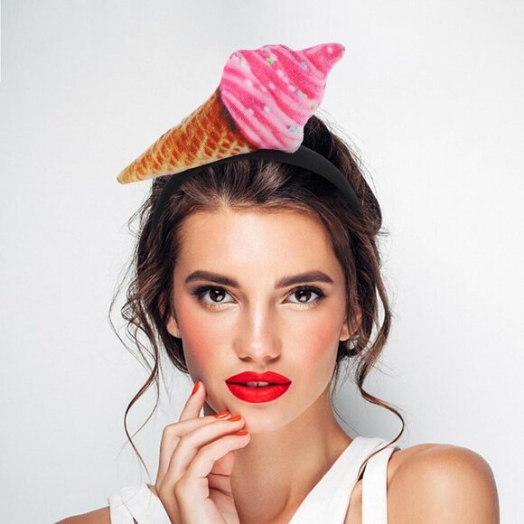 Ice Cream Cone Headband 2PCS Fun Food Cosplay Costume Party Accessories main image 7
